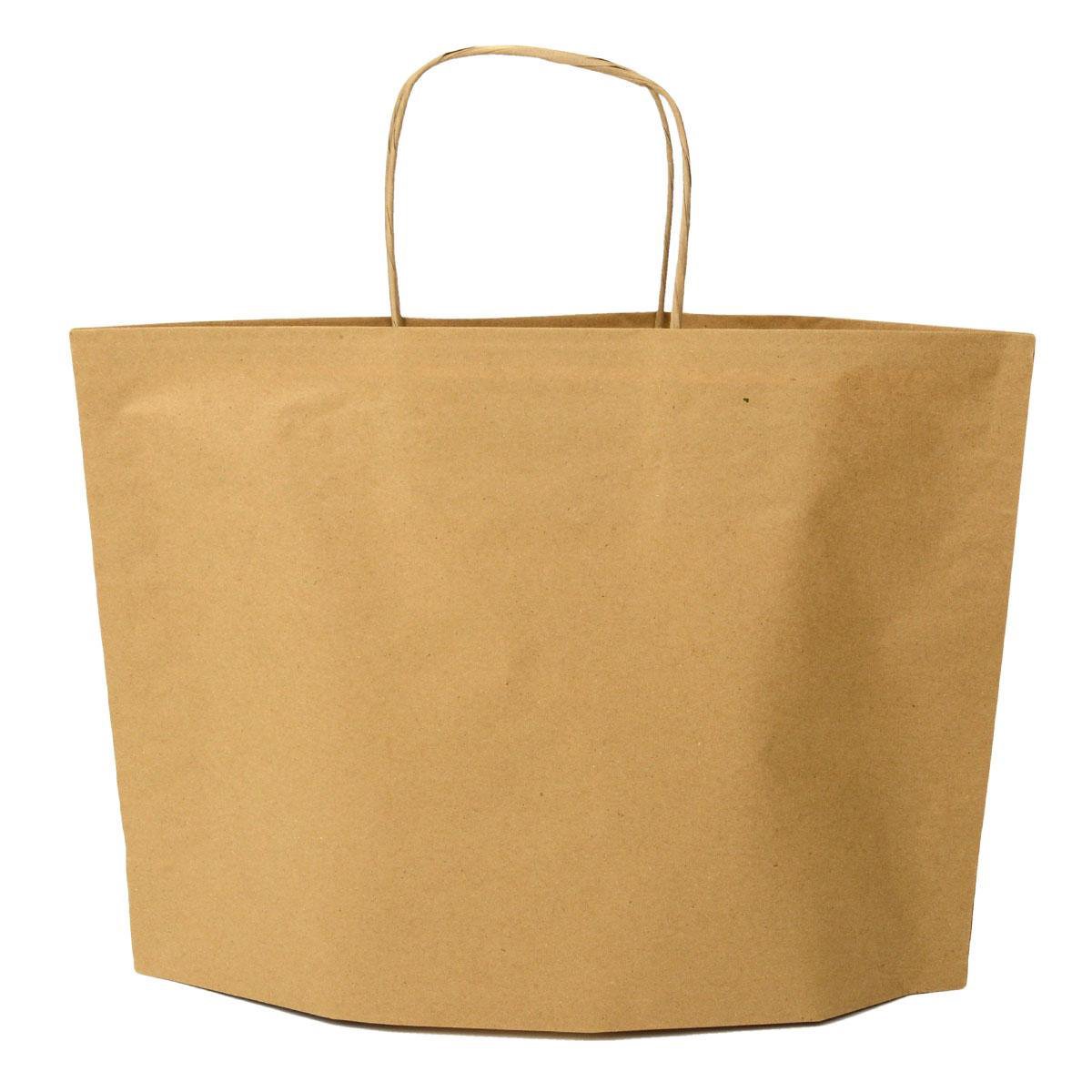 Papieren tassen - 36 x 27 + bodem 10 cm [m] - Bruin gerecycled Kraft - Gedraaide grepen - 50 stuks