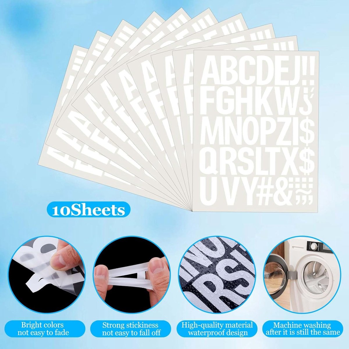 8 vellen 1328 stuks strijken op belettering voor stof, kleine ijzers op letters met A-Z, vinyl belettering 1 inch zwarte warmteoverdracht letters voor stof, kleding t-shirt print doe-het-zelf handwerk