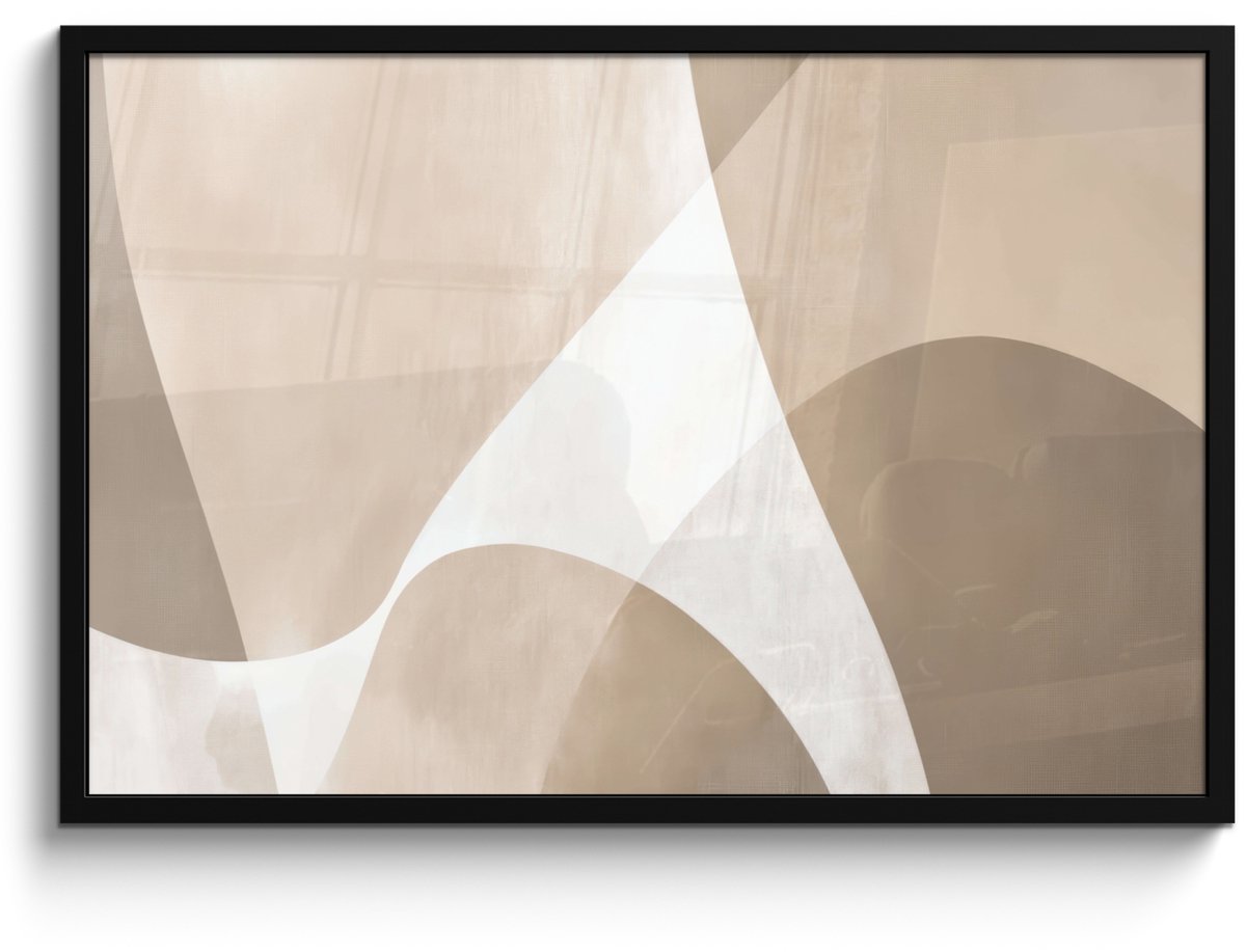 FrameYourWall Poster in lijst - Fotolijst 90x60 cm - Posters - Vloeiende vlakken - Harmonieus - Golvend - Posterlijst zwart - Decoratie - Wanddecoratie woonkamer - Muurdecoratie slaapkamer