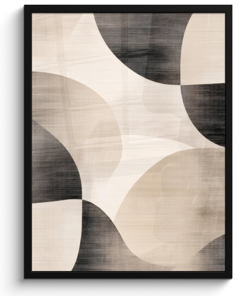 FrameYourWall Poster in lijst - Fotolijst 60x80 cm - Posters - Grillige vormen - Subtiele overgangen - Dynamisch - Posterlijst zwart - Decoratie - Wanddecoratie woonkamer - Muurdecoratie slaapkamer vormen - Dynamisch