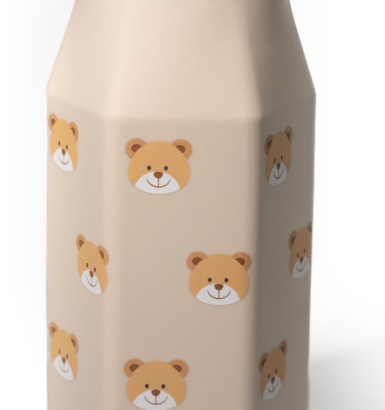 Mabebi - Drinkfles met kliksysteem 350 ml - Lekvrije drinkfles voor kinderen - Waterfles voor onderweg - Siliconen drinkfles met rietje - Schoolbeker - Beer Beige van Mabebi — afbeelding 3