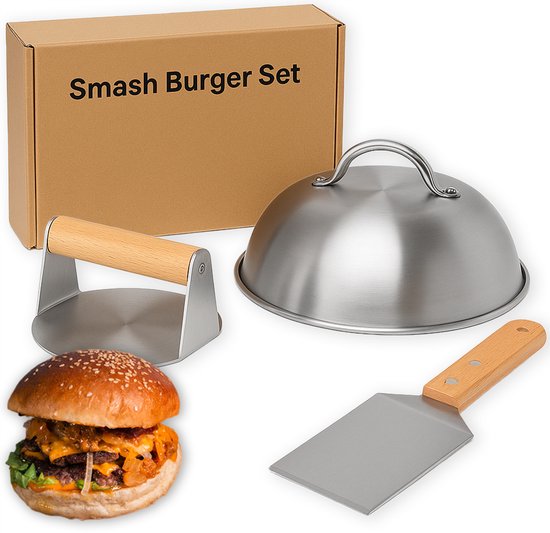 Set Spatules Barbecue Inox Homoo - Spatule Smash Burger + Presse - Pour Plancha Et Grill