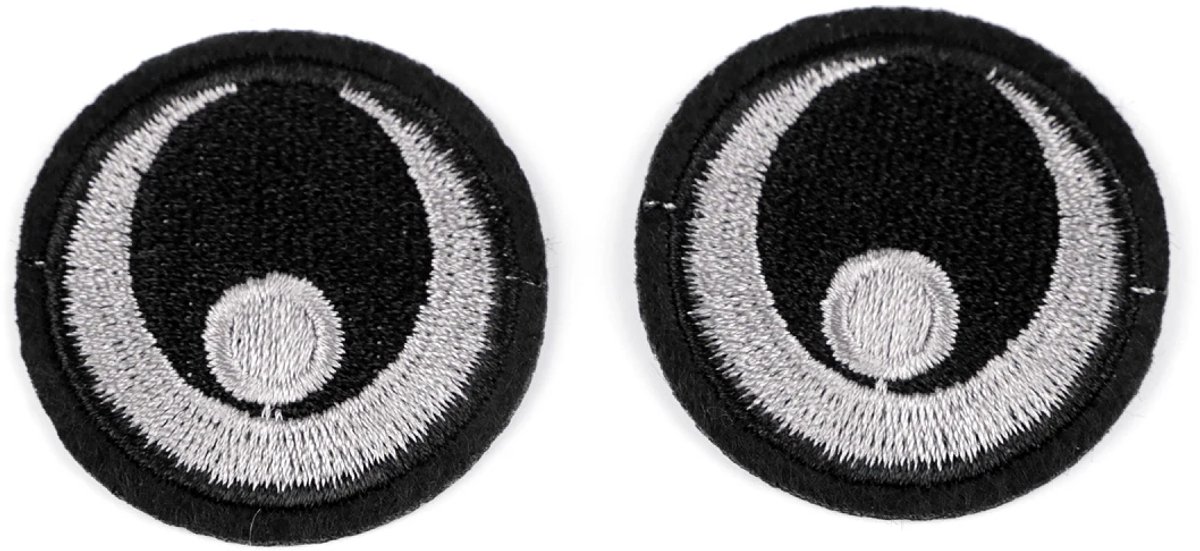 5 paar opstrijkbare ogen zwart - stofapplicatie - poppen knuffels - oog stof opstrijkbaar opnaaibaar - 38mm - 10 oogjes