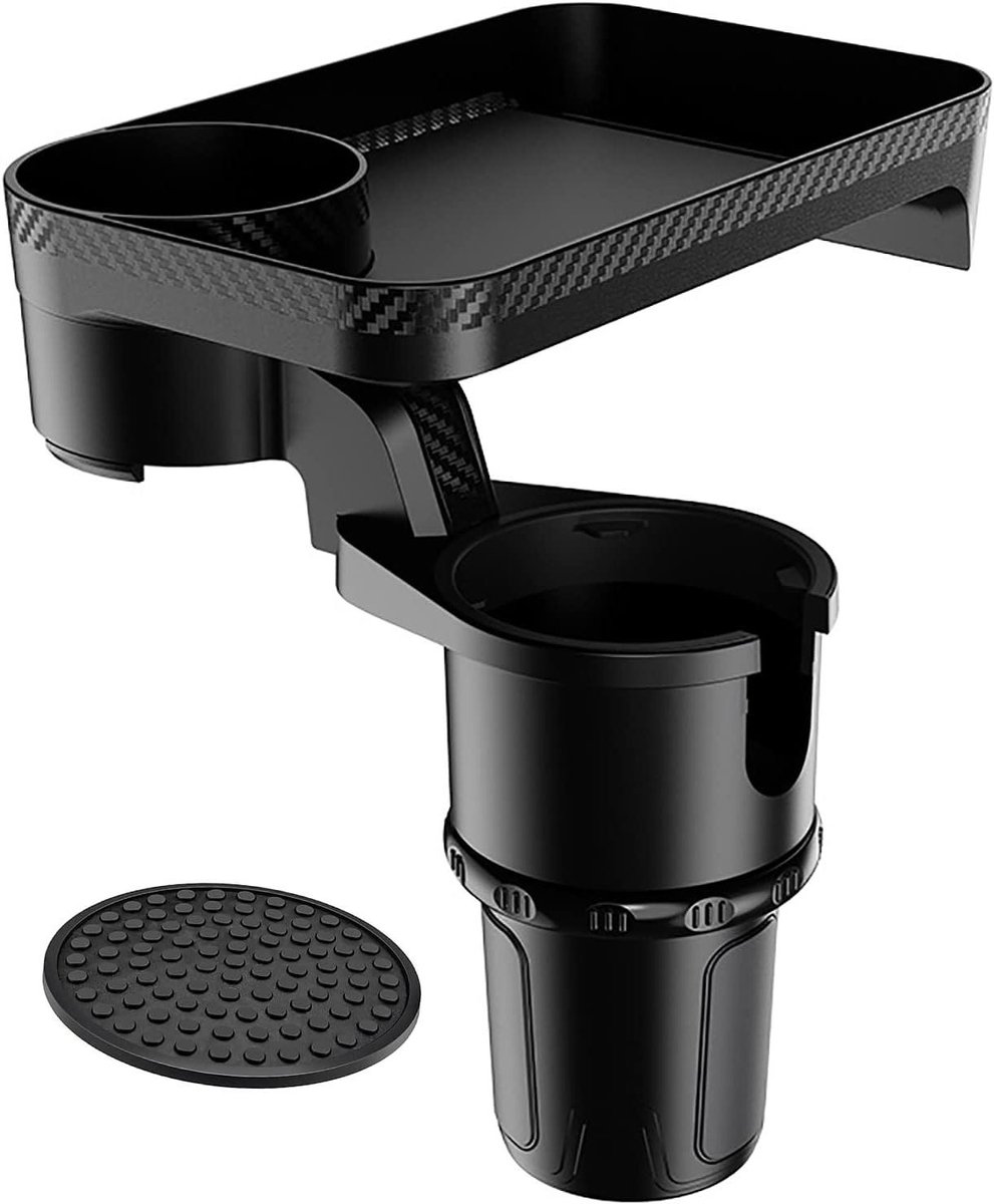 Allecto Plus - Auto Bekerhouder Expander Tray met 360° Rotatie en Afneembare Lade - Multifunctioneel en Verstelbaar - Handige Automotive Cup Holder met Tafel - Praktische Base - Auto Accessoire - Optimaliseer je Rijervaring