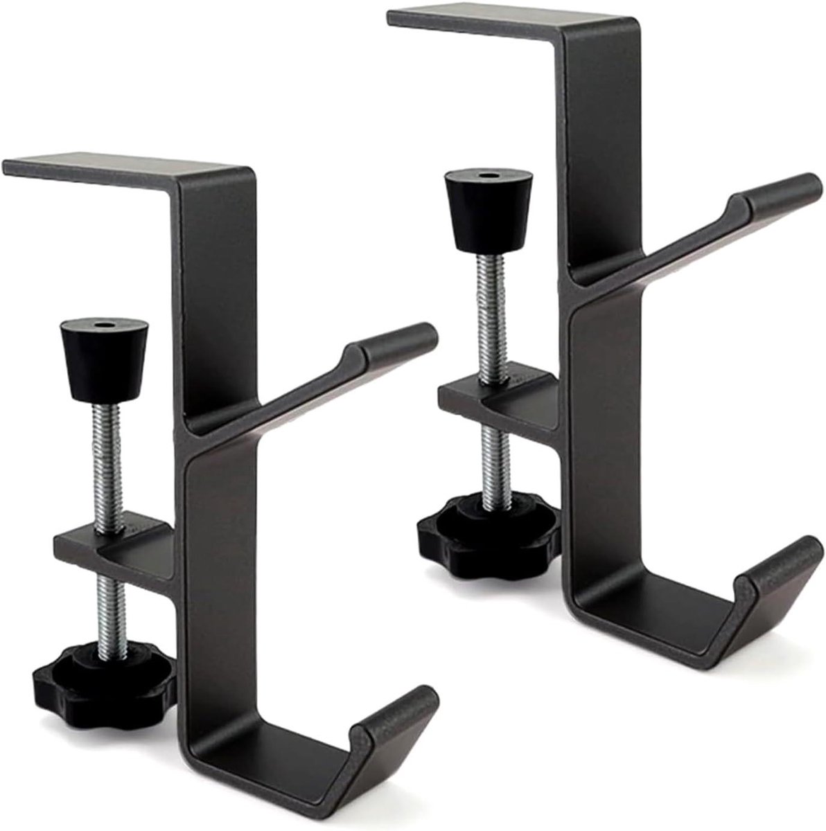 Inovra Plus - Tafel tassenhouder 2 stuks verstelbaar - Aluminiumlegering - Handtas & headset houder - Tafelblad ophangset - Zwart - Handig en praktisch