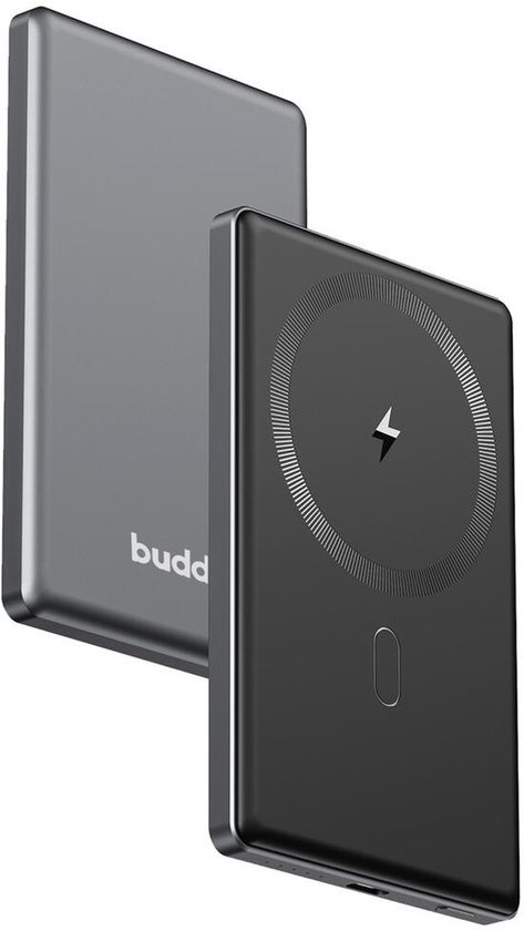 Buddi Connect - 5.000 mAh Magnetische Draadloze Powerbank - Compatibel met MagSafe - 20W USB-C Snelladen - Reisformaat - Ultra Dun - Compact - Externe Wireless Batterij - Geschikt voor iPhone - Zwart