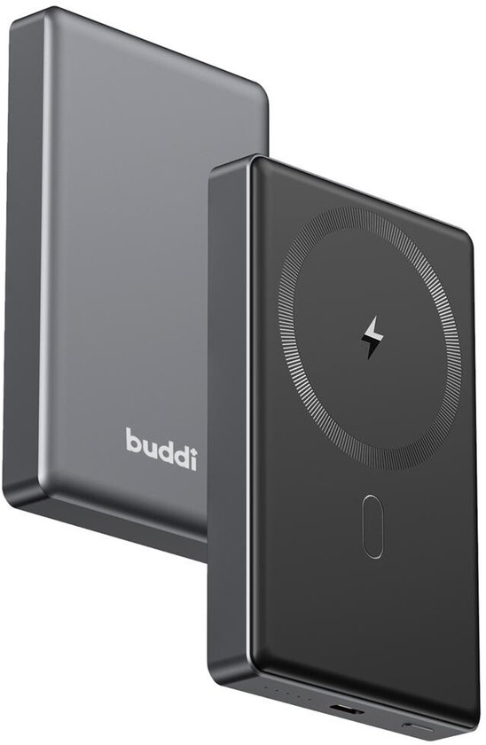 Buddi Connect - 10.000 mAh Magnetische Draadloze Powerbank - Compatibel met MagSafe - 20W USB-C Snelladen - Reisformaat - Ultra Dun - Compact - Externe Wireless Batterij - Geschikt voor iPhone - Zwart