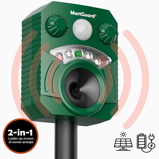 MartGuard® Ongedierte Verjager Outdoor - Marterverjager - Kattenverjager - Dierenverjager - Met Bewegingssensor - Op ZonneEnergie
