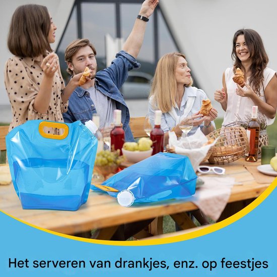 8 stuks opvouwbare waterop slagzakken - Watercontainer - Noodwaterfles - Plastic opbergtas - Vriesbestendige watertank - Draagbare waterzak - Geschikt voor buitensporten, kamperen, wandelen, backpacken - Blauw - 1,1 gallon van SpringSun — afbeelding 5