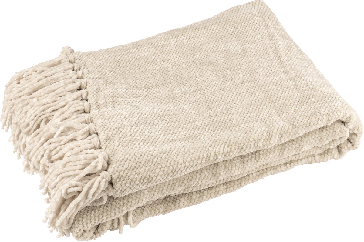 J-Line deken Chenille - polyester - grijs