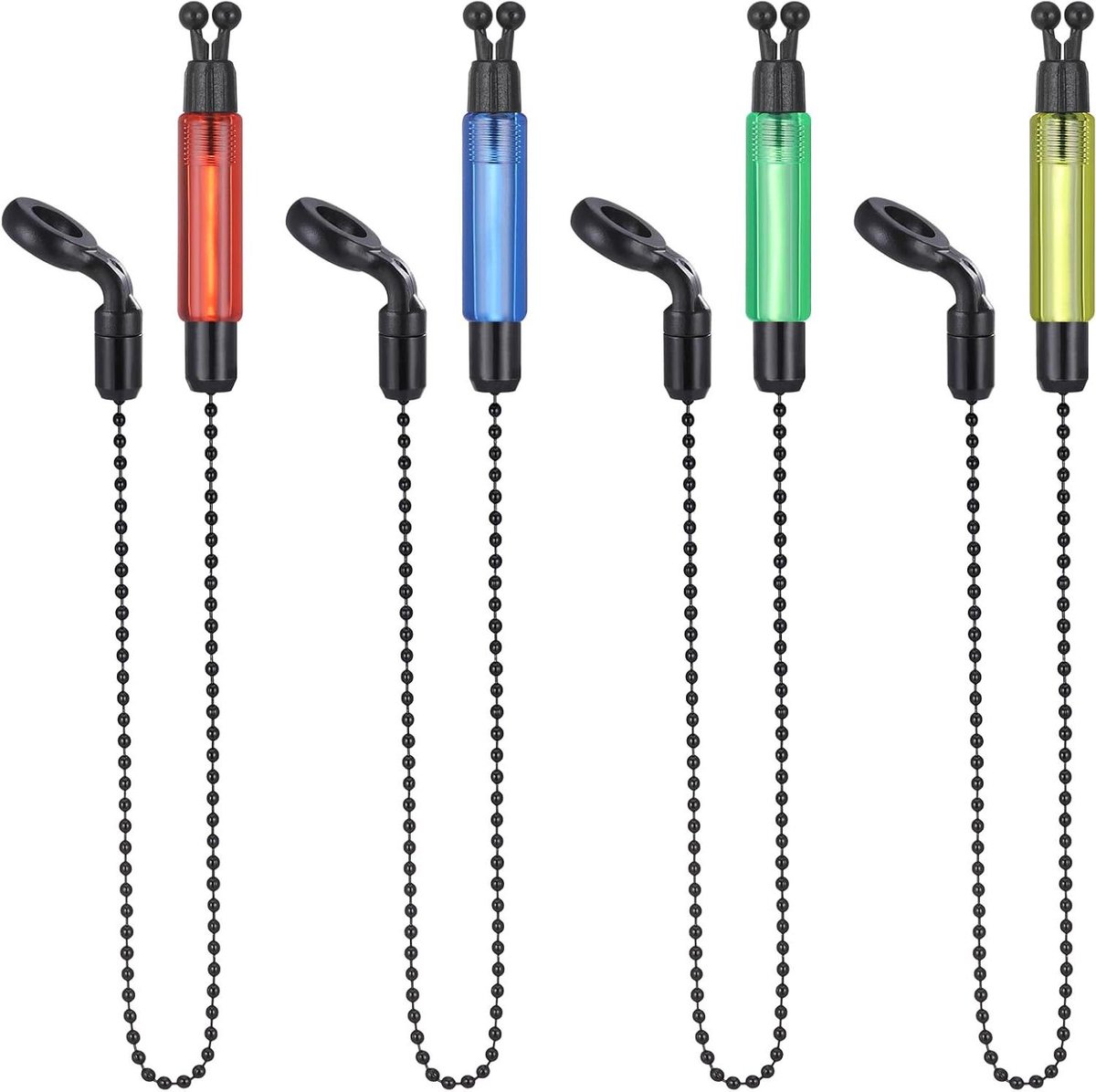 Allecto Plus - 4 pack bijtindicatoren voor karpervissen - Lichte swingers + bijtalarmen - Grof visgerei - Kettingvissen dobbers - Praktische nachtvissen - Karperaccessoires (33 cm)