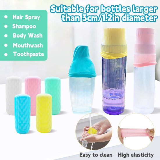 Reis 10 Stuks Siliconen Flessenhoezen Elastische Mouwen voor Lekvrij Herbruikbare Siliconen Toilettashoezen voor Body Wash Shampoo Container — afbeelding 4