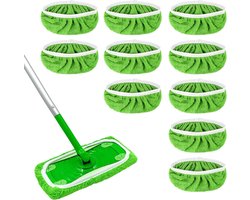 Navulling Dweilpads Voor Swiffer Sweeper - 10 Stuks - Moppen - Nat En Droog Voor Thuisreiniging - Wasbare Dweilpads Van Microvezel - Geschikt Voor Alle Vloertypes - Voor Efficiënte Veegreiniging - 25 X 11,5 Cm