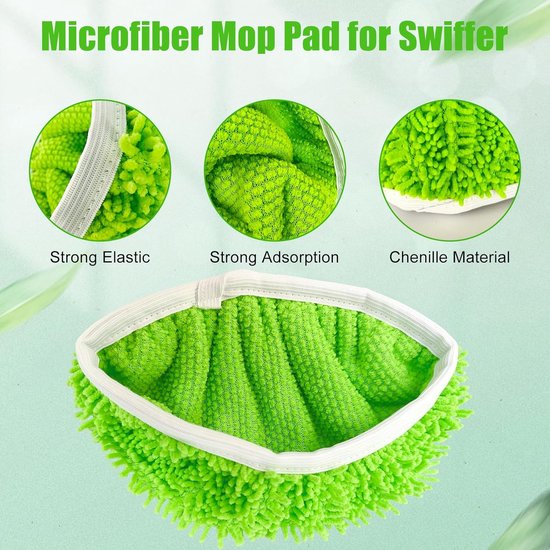 Lingettes de rechange pour balai Swiffer Sweeper - Lot de 10 - Mops - Humides et Droog pour le nettoyage de la maison - Lingettes lavables en microfibre - Convient à tous les types de sols - Pour un nettoyage efficace - 25 x 11,5 Cm