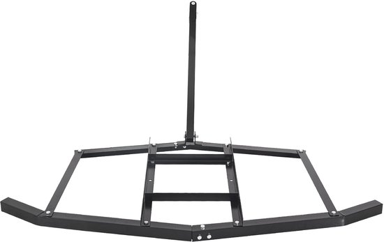 Zwarte metalen sledeeg met een trekarm, breedte 167,6 cm.