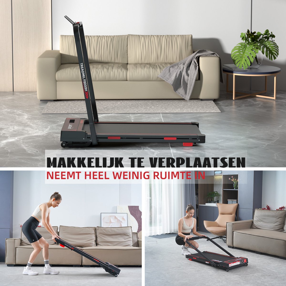 Afbeelding 3 van Y-RAIN Elektrische Loopband, Elektrische hellingsverstelling, Walking Pad en inklapbaar loopband 2 in 1 voor thuis & kantoor, 1-12 km/u, met afstandsbediening & LED-display, veiligheidssleutel, ipad/mobiele telefoon houder.