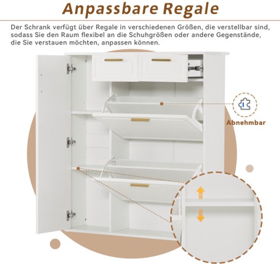 Modern dressoir met verstelbare planken - 3 U-vormige deuren - metalen
