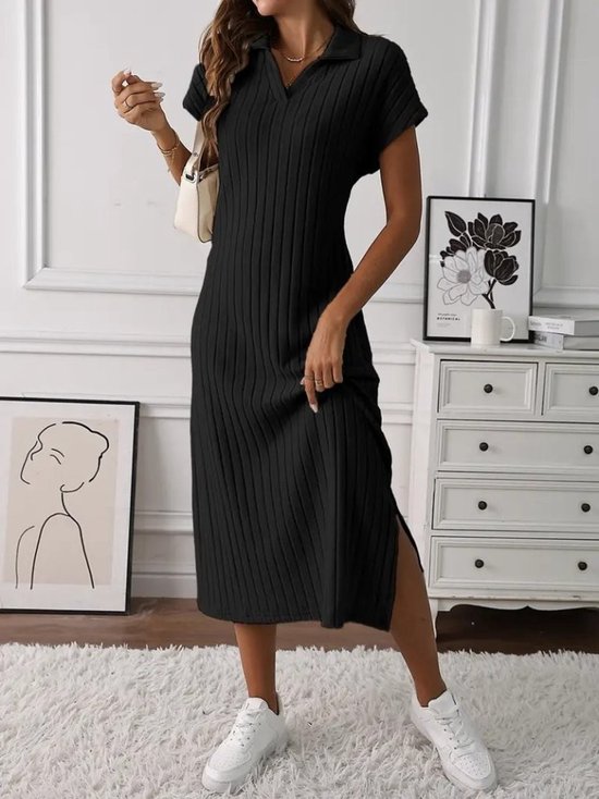 Bol Lange Jurken Korte Mouw Damesjurk Casual Lange Zomerjurk Korte