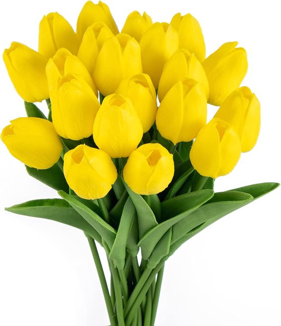 Bos kunst tulpen paars (real touch) - - Zijden boeketten
