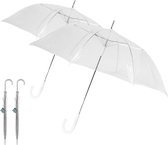 Set van 2 Transparante Paraplu's | Lichtgewicht en Unisex | Automatisch | Diameter 102 cm | Polyester Frame en Doek | Trouwparaplu met Handvat in Haakvorm | Ideaal voor je speciale gelegenheden
