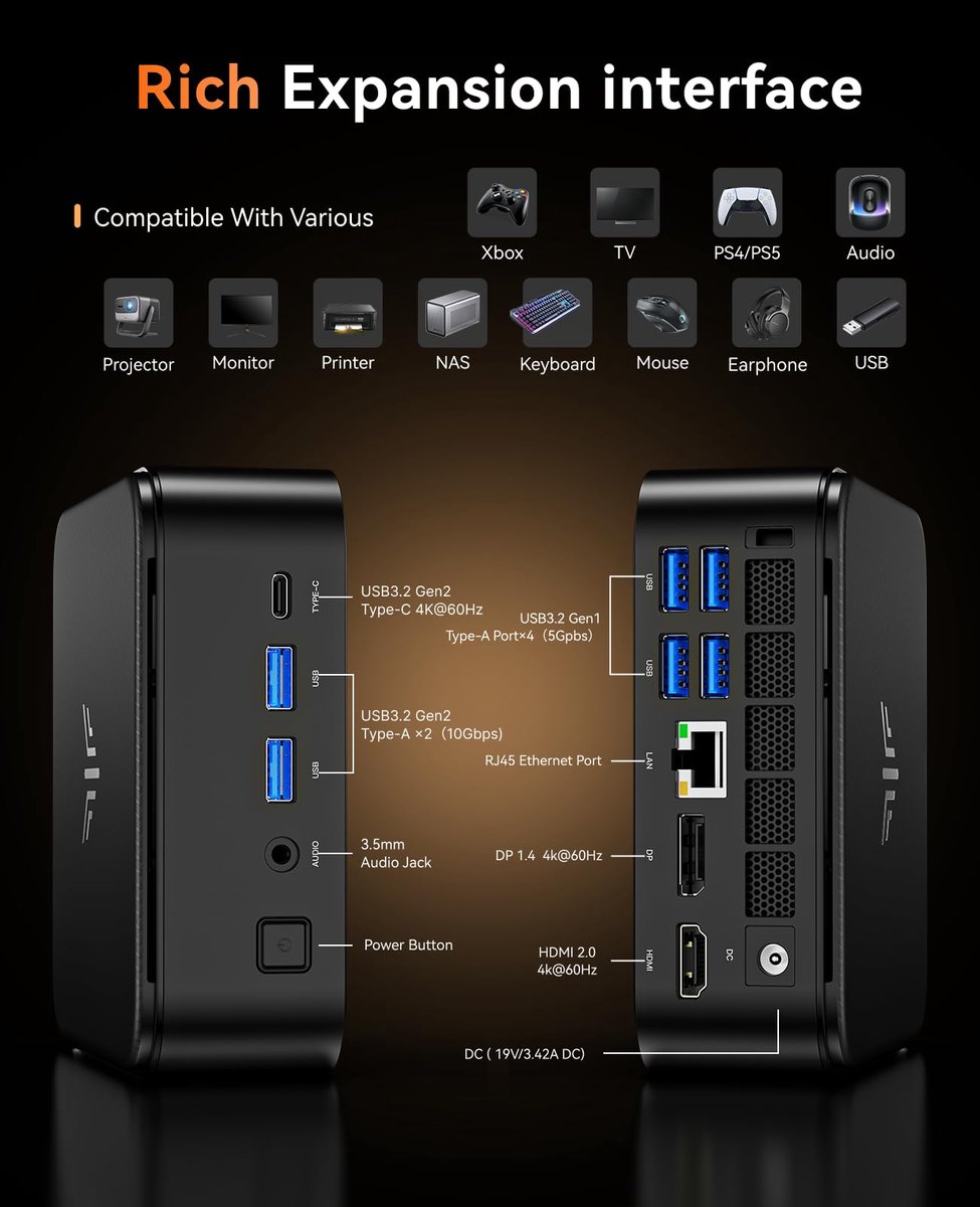 NIPOGI ミニPC Ryzen 7 5825U 16GB+512GB E3B Nipogi E3B Mini PC - AMD Ryzen 7 5825U - 16GB RAM - 512GB SSD