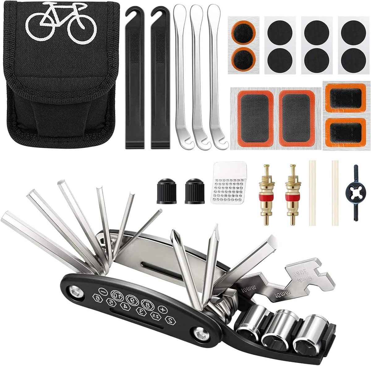 Allecto Plus - Multifunctioneel fietsgereedschap voor fiets- en Mountainbikes - Draagbaar en handig in gebruik