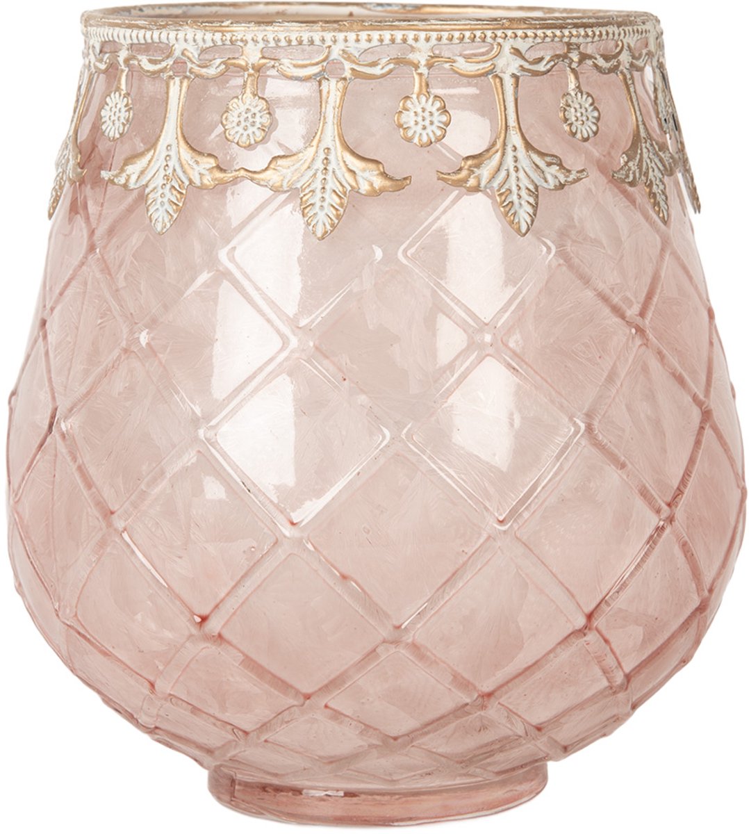 Clayre & Eef Waxinelichthouder Ø 13x14 cm Roze Glas
