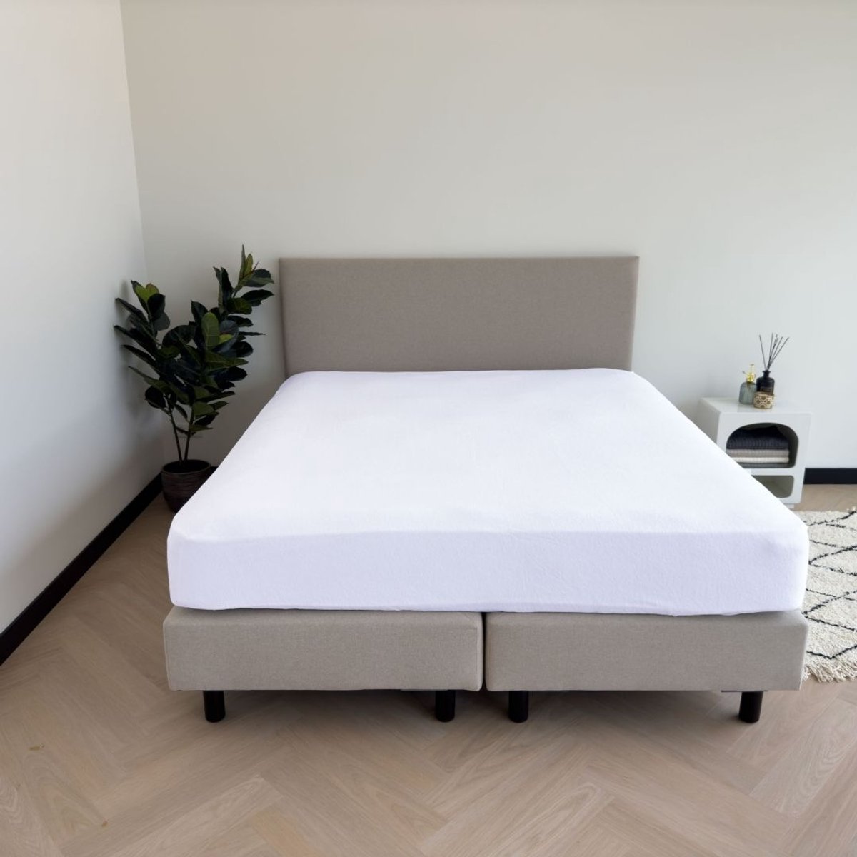 Kayori Tara Molton Hoeslaken Jersey Stretch - 90-100x200-220cm - Matrasbeschermer - Biologisch Katoen - Wit