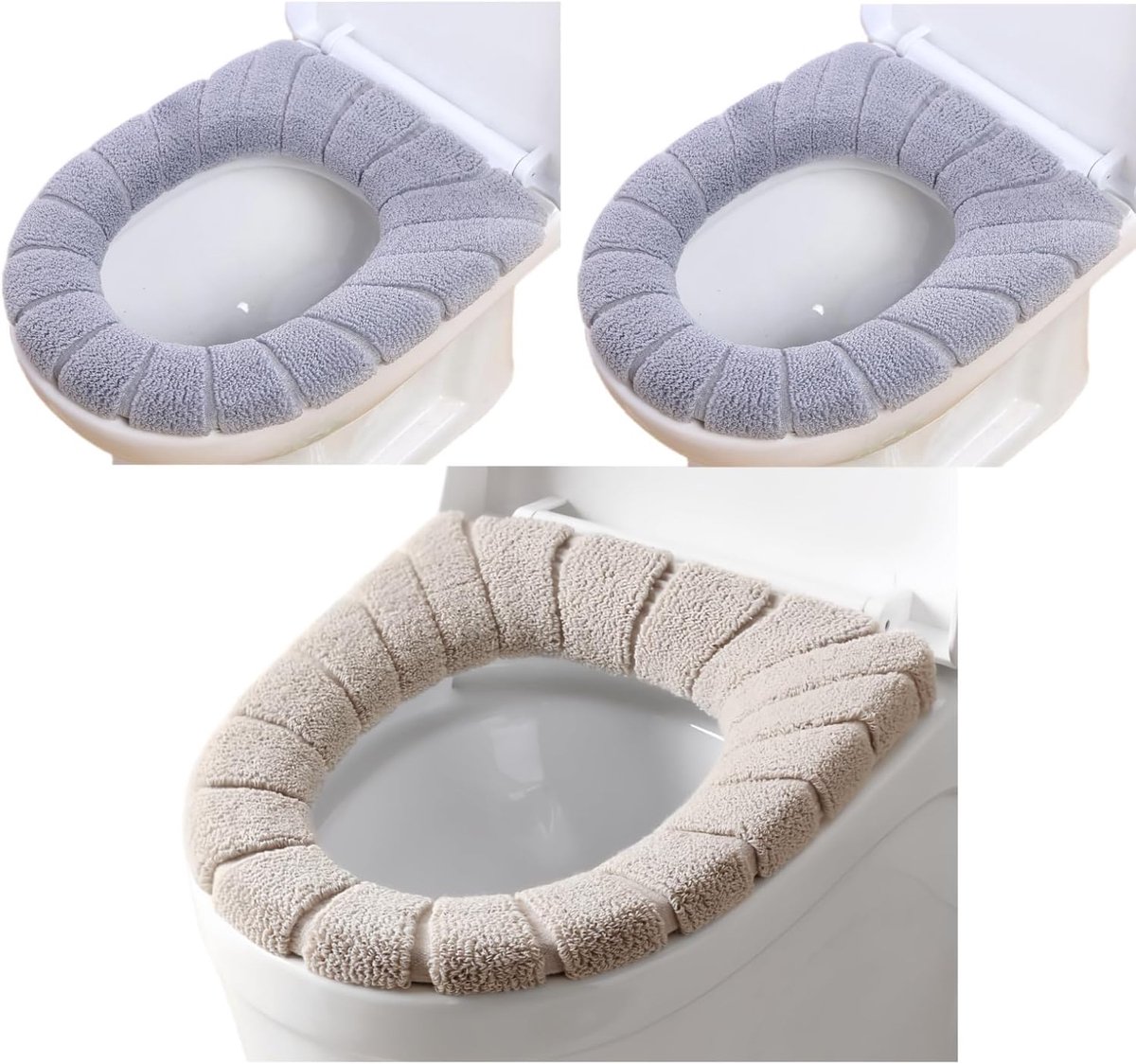 Zachte WC-stoelbekleding - Warm en comfortabel - 3 stuks - Wasbaar