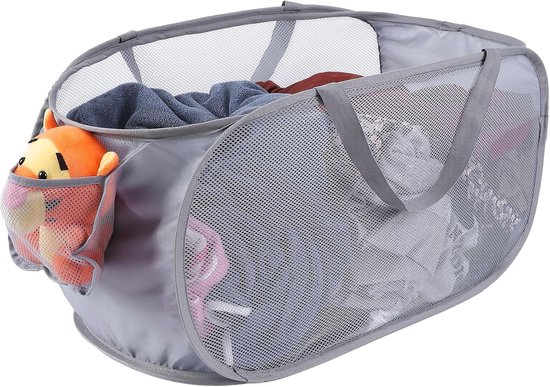 Grote wasmand, 90 L, wasmand met 2 compartimenten, vrijstaand