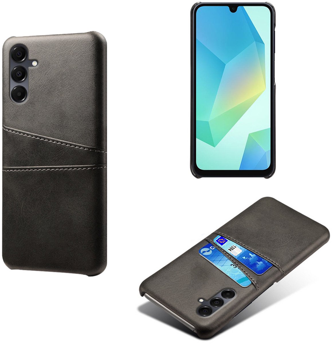 Backcover met Opbergvakjes + PMMA Screenprotector voor Galaxy A26 5G _ Zwart