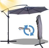 Bol.com Zweefparasol met Hoes en Kruisvoet - Ø300 cm - Tuinparasol - UV Bescherming - Waterdicht - Grijs - Silvergear aanbieding