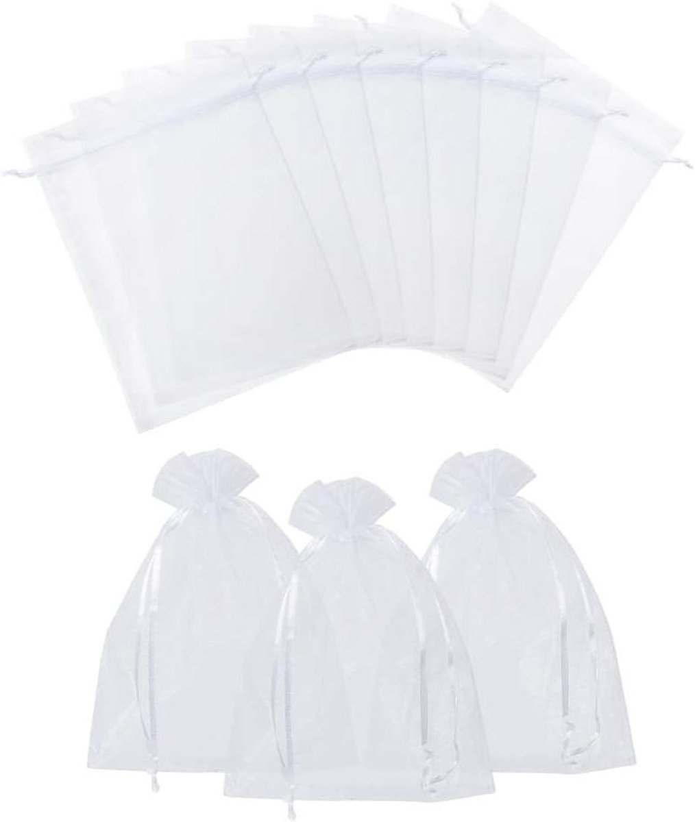 Allecto Plus - Organza Tassen 100 stuks | 15 x 20cm | Wit | Sieraden Opslag | Bruiloft | Favor Cadeau | Snoepverpakking