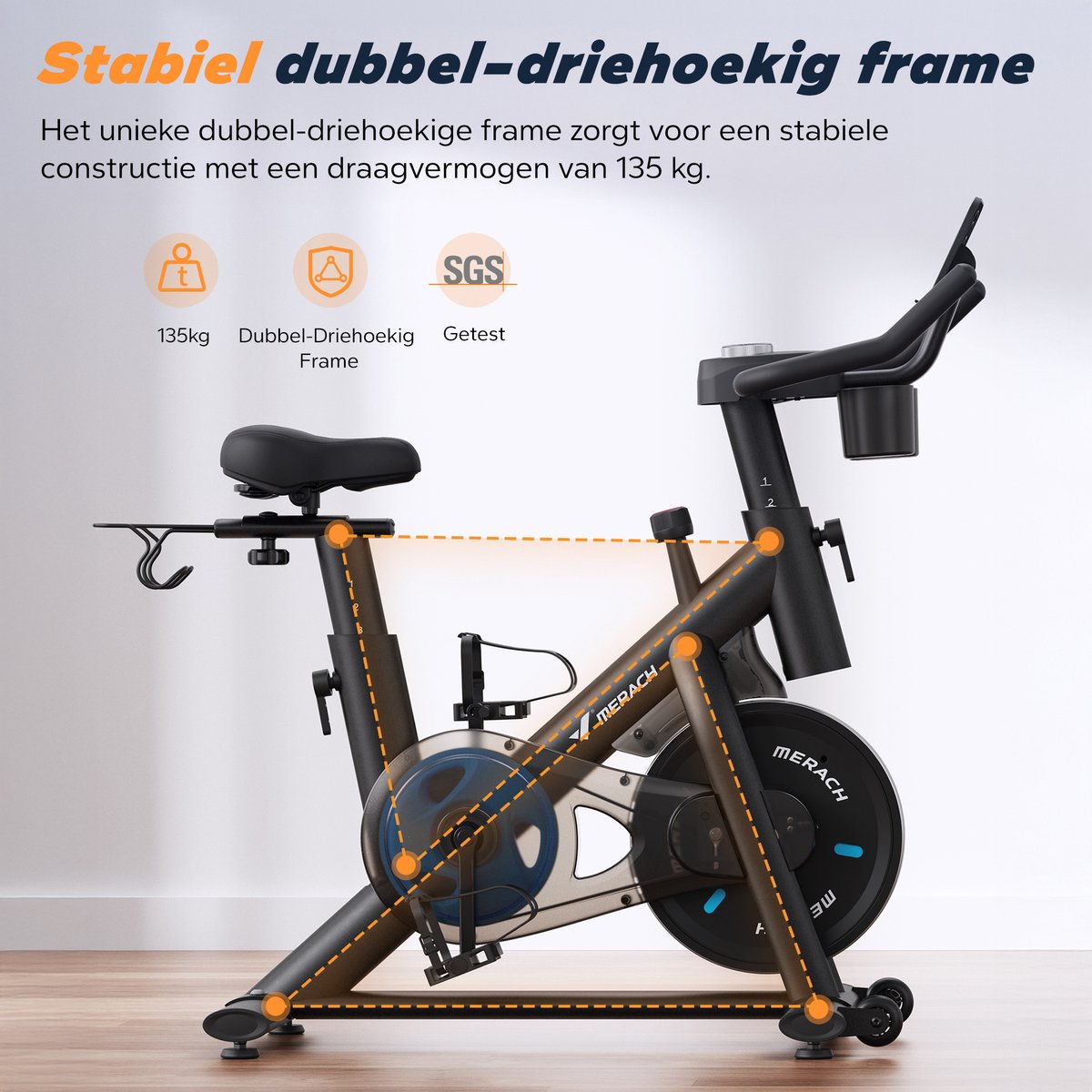Afbeelding 2 van Hometrainer met App - 100 Weerstand Niveaus - Verstelbaar Zadel en Stuur - Spinning Fiets - Aansluitbaar op TV - Geschikt tot 135KG