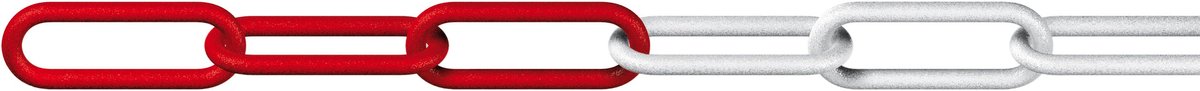 KS afzetketting 8x50 mm, rood-witte lange schakel, bundel 25 meter