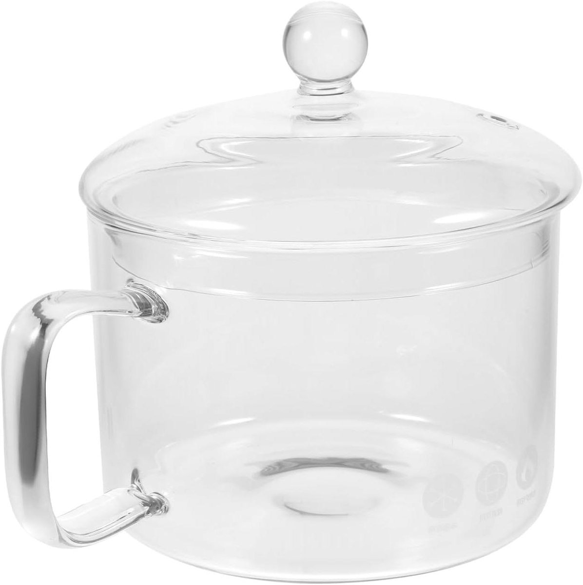 Allecto Plus - Glazen kookpan en soepkom met deksel en handvat voor pasta en soep - 15 cm - Transparant - Geschikt voor magnetron, vaatwasser en oven