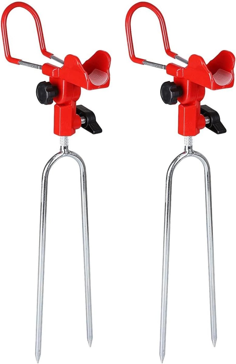 Allecto Plus - Universele plug-in hengelhouders - 2 stuks - Voor staande grond - Catfishing uitrusting - 360 graden verstelbaar