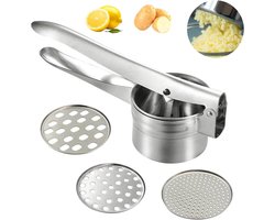 Allecto Plus - Multifunctionele Aardappel Masher Ricer voor Babyvoeding en Groente - Roestvrij Staal - Met 3 Vervangbare Zeven - Fijne en Grove Rijstbereiding