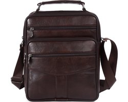 THL Design Leren Schoudertas Heren – Tussenmaat – Echt Leer – Bruin