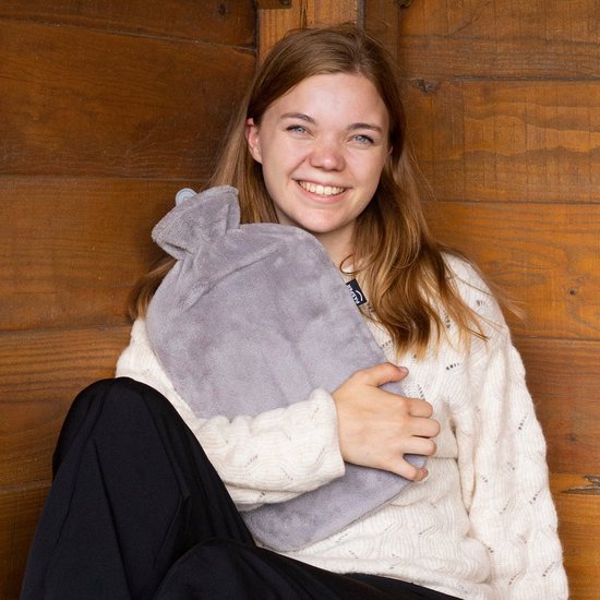 Pasper XXL kruik met hoes 3.5 liter - naadloos ontwerp - warmwaterkruik - 8 uur warmte - grijs - kruikzak