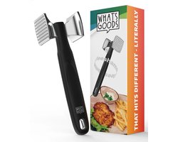 foto van What's Goods - Professionele Vleeshamer - Aluminium - Grote Dubbele Kop Ruw/Vlak - 23cm - Levenslange garantie