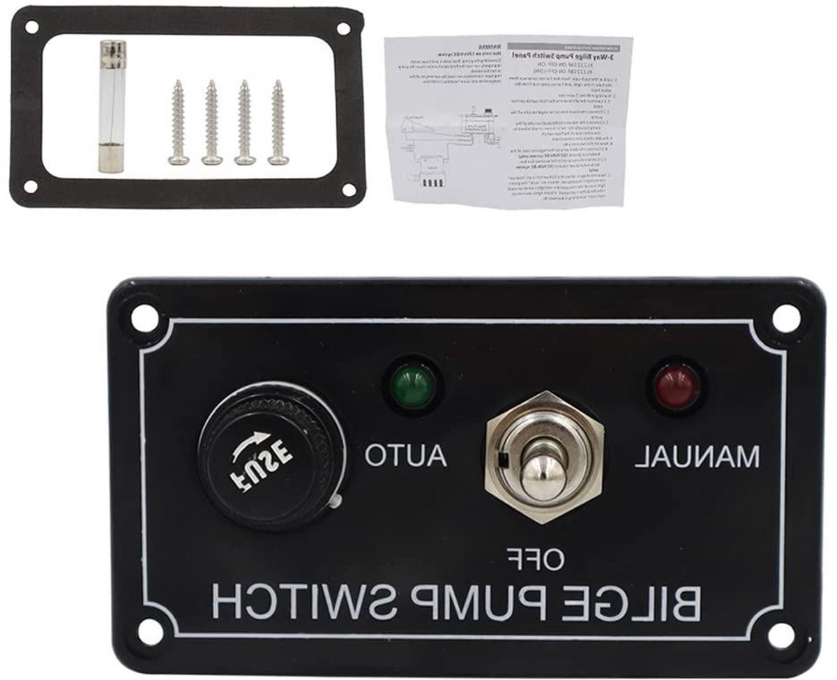 Allecto Plus - 3-weg wigpomp schakelpaneel 12V 5A voor voertuig boot marine bilg pomp - met display - vrachtwagen toebehoren