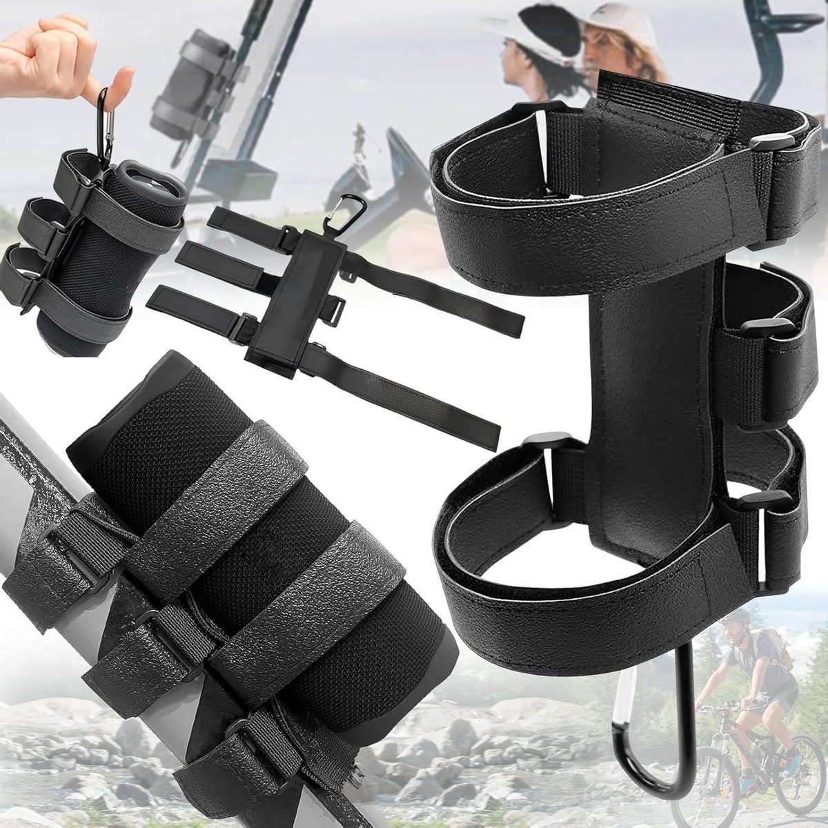Inovra Plus - Fiets bidonhouder zonder schroeven voor bidonhouder zonder schroeven, bluetooth speaker houder voor vaste bluetooth speakers, waterflessen, zaklampen.