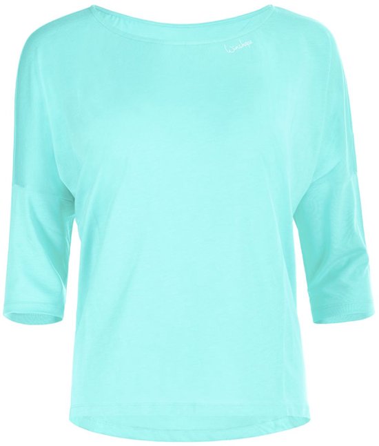 Mintgroen Winshape sportshirt met driekwart mouwen en boot hals.