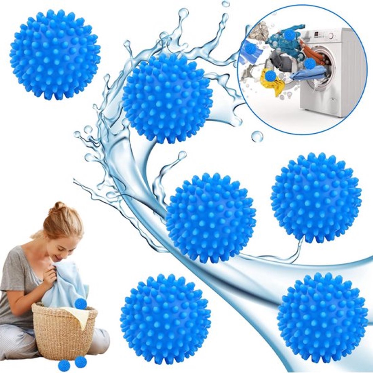 Goedkoopste Drogerballen - Set Van 6 Stuks - Herbruikbaar - Wasdrogerballen - Droogballen - Wasbollen - Dryerballs - Duurzaam Drogen Van De Was - Energiebesparend - Sneller Droog - Anti-Kreuk - Was - Wasmachine - Blauw