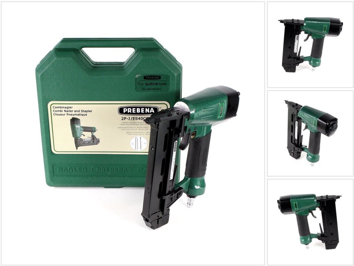 Prebena persluchtnagelmachine 2P-J/ES 40 COMBI 5 tot 7 bar - in transportkoffer