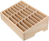 Allecto Plus - Organisator voor houten desktop organizer met mobiele telefoonhouder voor klaslokaal en kantoor
