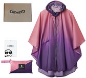 Geweo Regenponcho Volwassenen - Regenmantel Poncho - Raincoat Heren -Fietsponcho - Fietsponcho Fiets Dames - Herbruikbaar- One Size - Unisex - Adjustable Hood en Snap-buttons - Roze paars verloop