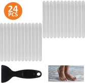 24 stuks - antislip stickers - 20*2cm - rechthoek - antislip badstickers - antislip douche stickers - douche stickers - veiligheidsstrips voor baden - voor trappen, douches en gladde oppervlakken - met schraper - transparant
