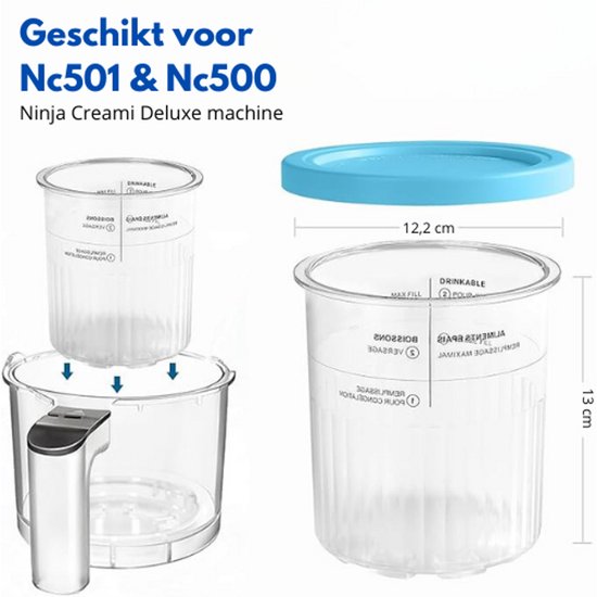 Lot De 4 Pots 680 Ml Compatibles Ninja Creami NC500/NC501 – Avec Couvercles Et Cuillères, Parfaits Pour Glaces, Sorbets & Yaourts Glacés